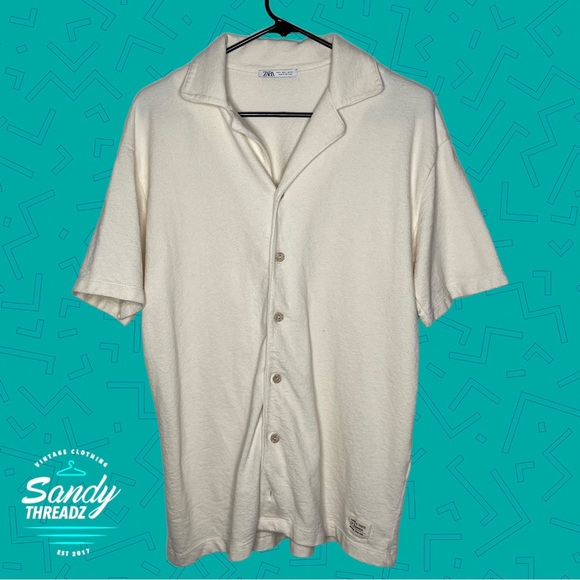 Zara short sleeve button down shirt camp collar - Picture 3 of 7